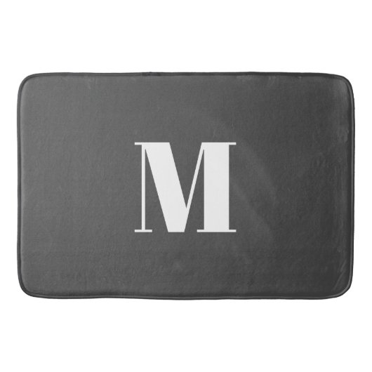 Donkergrijs Initiaal Letter Monogram Modern Badmat (Voorkant)