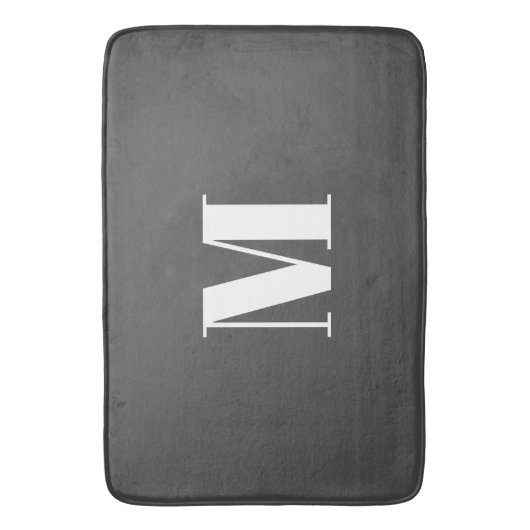 Donkergrijs Initiaal Letter Monogram Modern Badmat (Voorkant Verticaal)