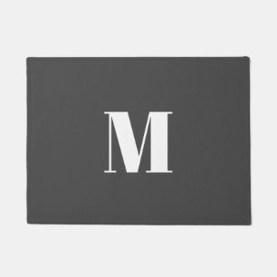 Donkergrijs Initiaal Letter Monogram Modern Deurmat