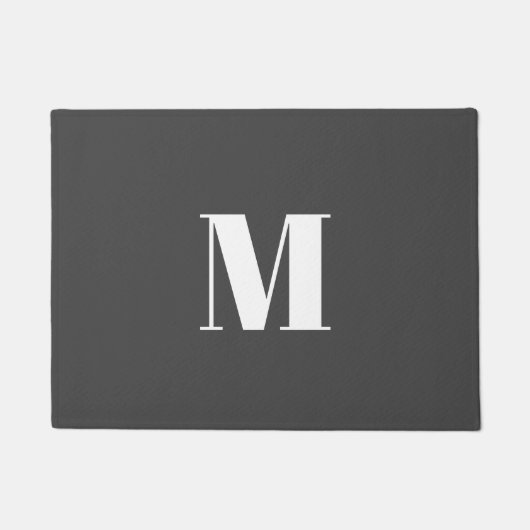 Donkergrijs Initiaal Letter Monogram Modern Deurmat (Voorkant)