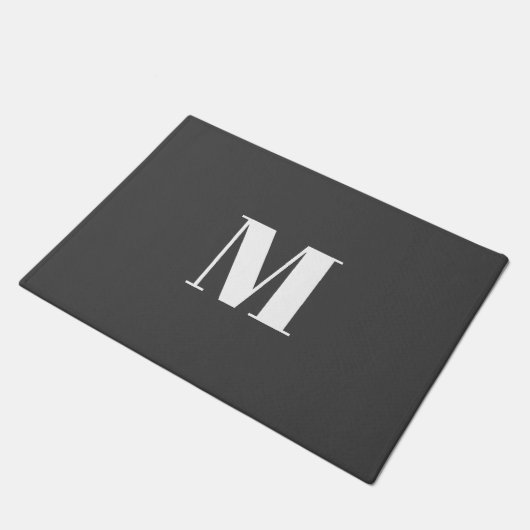 Donkergrijs Initiaal Letter Monogram Modern Deurmat (Schuin)