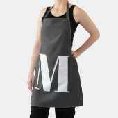 Donkergrijs Initiaal Letter Monogram Modern Schort (Insitu)