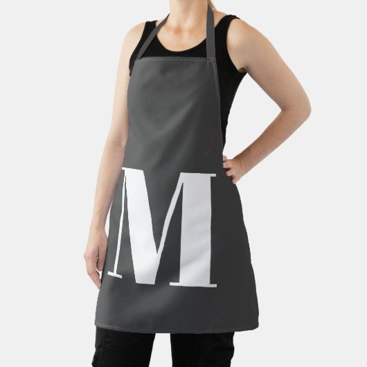 Donkergrijs Initiaal Letter Monogram Modern Schort (Insitu)