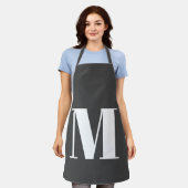 Donkergrijs Initiaal Letter Monogram Modern Schort (Gedragen)