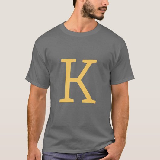 Donkergrijs Initiaal Letter Monogram Modern Stijlv T-shirt (Voorkant)