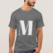Donkergrijs Initiaal Letter Monogram Modern T-shirt (Voorkant)