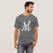 Donkergrijs Initiaal Letter Monogram Modern T-shirt (Voorkant volledig)