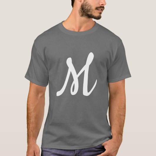Donkergrijs Initiaal Letter Monogram Modern T-shirt (Voorkant)