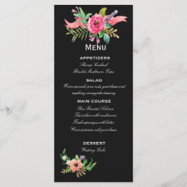 Donkergrijs karton met Waterverf bloemen Menu