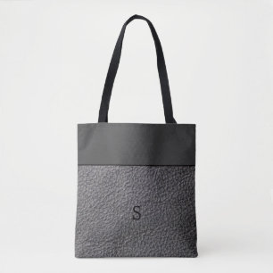 Donkergrijs kunstleder en donkergrijs monogrammen tote bag