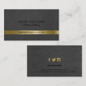 Donkergrijs kunstleder textuur gouden accent visitekaartje (Voorkant / Achterkant)
