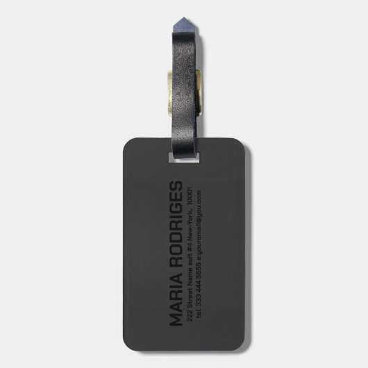 Donkergrijs leder Kijk naar Monogram Bagagelabel (Achterkant verticaal)