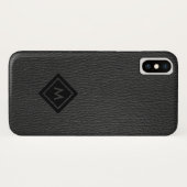 Donkergrijs leder-monogram van kunststofleer Case-Mate iPhone case (Achterkant (horizontaal))