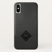 Donkergrijs leder-monogram van kunststofleer Case-Mate iPhone case (Achterkant)
