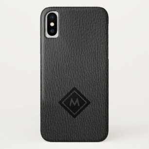Donkergrijs leder-monogram van kunststofleer Case-Mate iPhone case