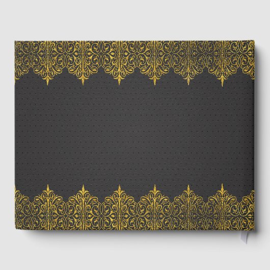 Donkergrijs lederen gouden Lijst Gastenboek (Achterkant)