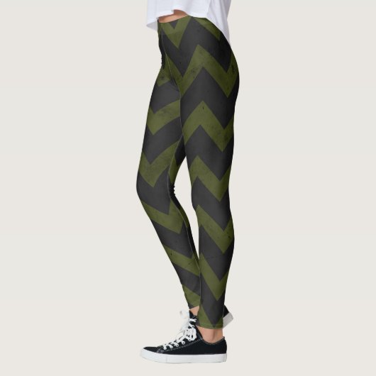 Donkergrijs legergroen chevron leggings (Links)