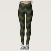 Donkergrijs legergroen chevron leggings (Voorkant)