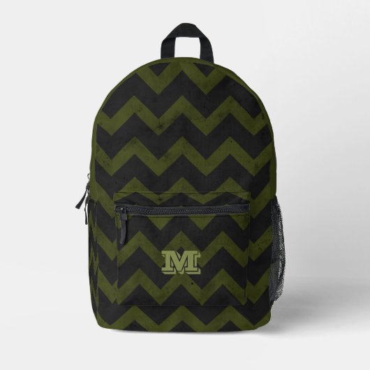 Donkergrijs legergroen  chevron Monogram Bedrukte Rugzak (Voorkant)