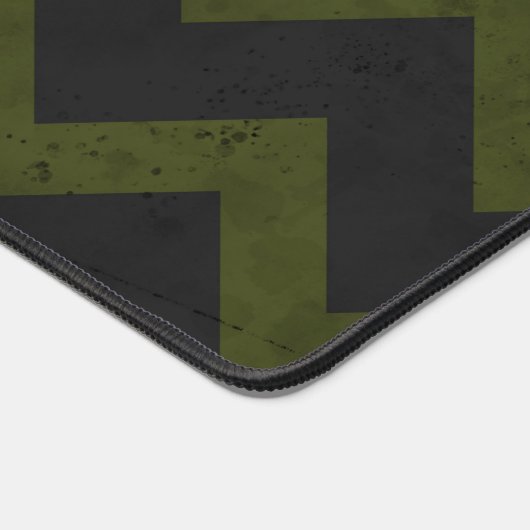 Donkergrijs legergroen  chevron Monogram Bureaumat (Hoek)