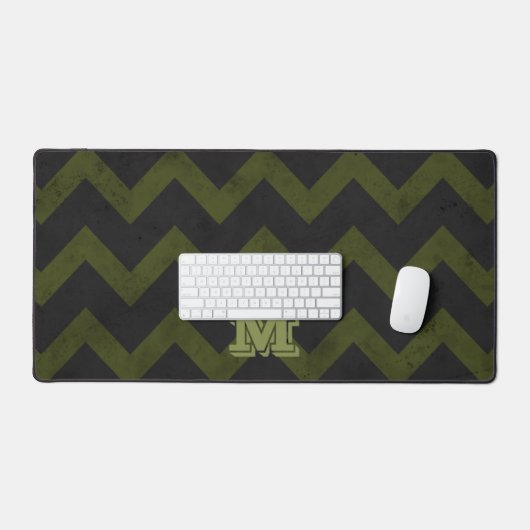 Donkergrijs legergroen chevron Monogram Bureaumat (Keyboard & Muis)