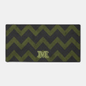 Donkergrijs legergroen  chevron Monogram Bureaumat (Voorkant)