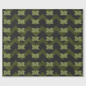 Donkergrijs legergroen  chevron Monogram Cadeaupapier (Vlak)