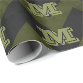 Donkergrijs legergroen  chevron Monogram Cadeaupapier (Rol Hoek)