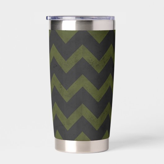 Donkergrijs legergroen chevron Monogram Geïsoleerde Drinkbeker (Rechts)