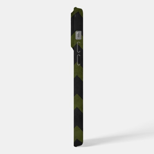 Donkergrijs legergroen  chevron Monogram iPhone Hoesje (Linkerkant)