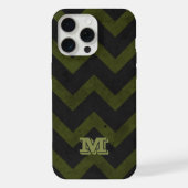 Donkergrijs legergroen  chevron Monogram iPhone Hoesje (Achterkant)
