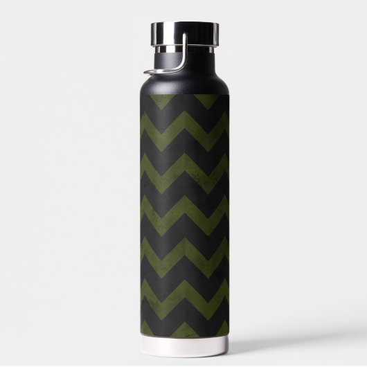 Donkergrijs legergroen  chevron Monogram Waterfles (Rechts)