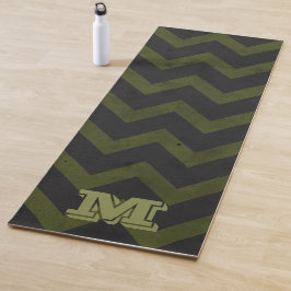 Donkergrijs legergroen  chevron Monogram Yogamat