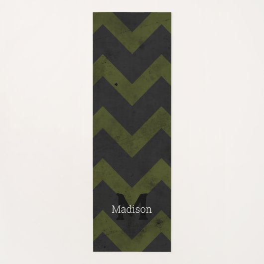 Donkergrijs legergroen chevron Monogram Yogamat (Voorkant)