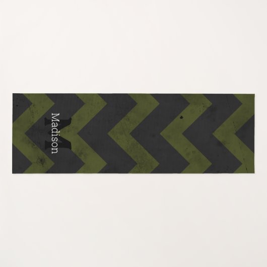 Donkergrijs legergroen chevron Monogram Yogamat (Voorkant (horizontaal))