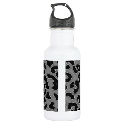 Donkergrijs Leopard Dierenprint; Krijtbordlook Waterfles (Achterkant)