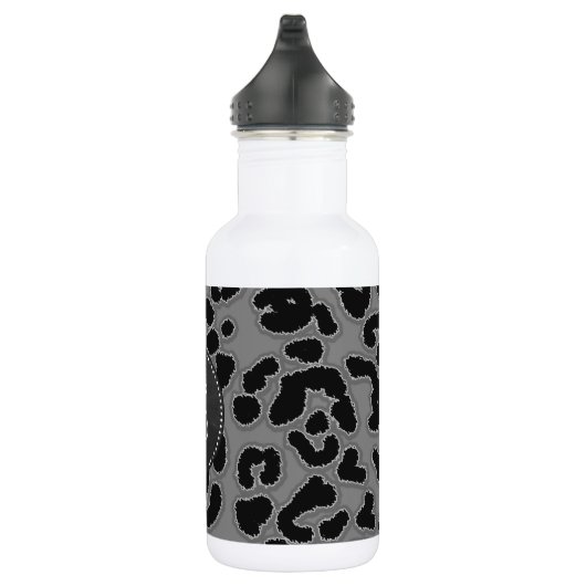 Donkergrijs Leopard Dierenprint; Krijtbordlook Waterfles (Rechts)