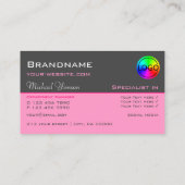 Donkergrijs Lichtroze met Logo Chic Professional Visitekaartje (Achterkant)