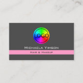 Donkergrijs Lichtroze met Logo Chic Professional Visitekaartje (Voorkant)