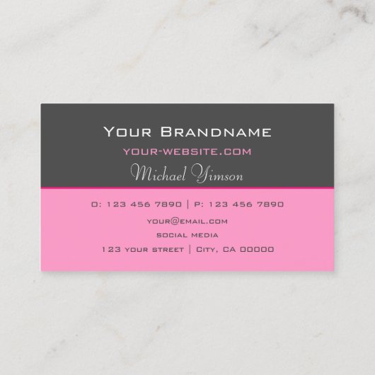 Donkergrijs Lichtroze met Monogram Professional Visitekaartje (Achterkant)