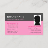 Donkergrijs Lichtroze met Photo Professional Chic Visitekaartje (Achterkant)