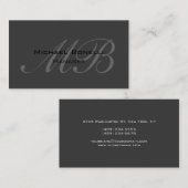 Donkergrijs Manuscript Monogram Manager Visitekaar Visitekaartje (Voorkant / Achterkant)