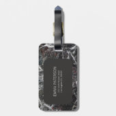 Donkergrijs marmeren steen en rood Lijst Bagagelabel (Achterkant verticaal)