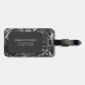 Donkergrijs marmeren steen en rood Lijst Bagagelabel (Achterkant horizontaal)