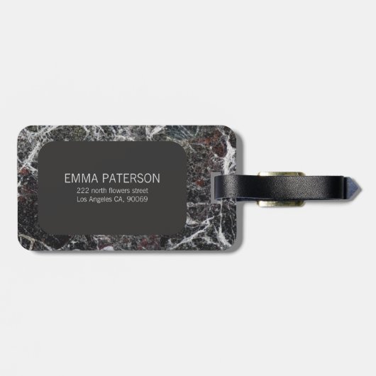 Donkergrijs marmeren steen en rood Lijst Bagagelabel (Achterkant horizontaal)