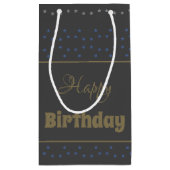 Donkergrijs met een sterrenprint verjaardagscadeau klein cadeauzakje (Achterkant)