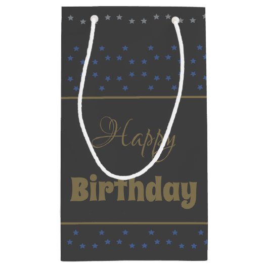 Donkergrijs met een sterrenprint verjaardagscadeau klein cadeauzakje (Achterkant)