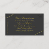 Donkergrijs met gouden decor en luxueus monogram visitekaartje (Achterkant)