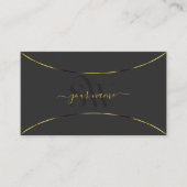 Donkergrijs met gouden decor en luxueus monogram visitekaartje (Voorkant)