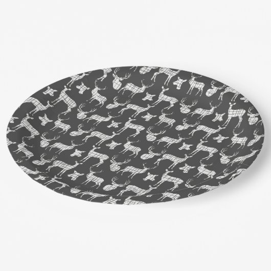 Donkergrijs met witte donkerpapier Borden Papieren Bordje (Gekanteld)